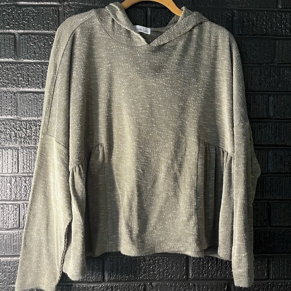 Striped Green Hooded Sweater - Picture 1 of 4